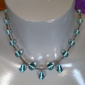 Aquamarine glass choker pendant necklace Japanese